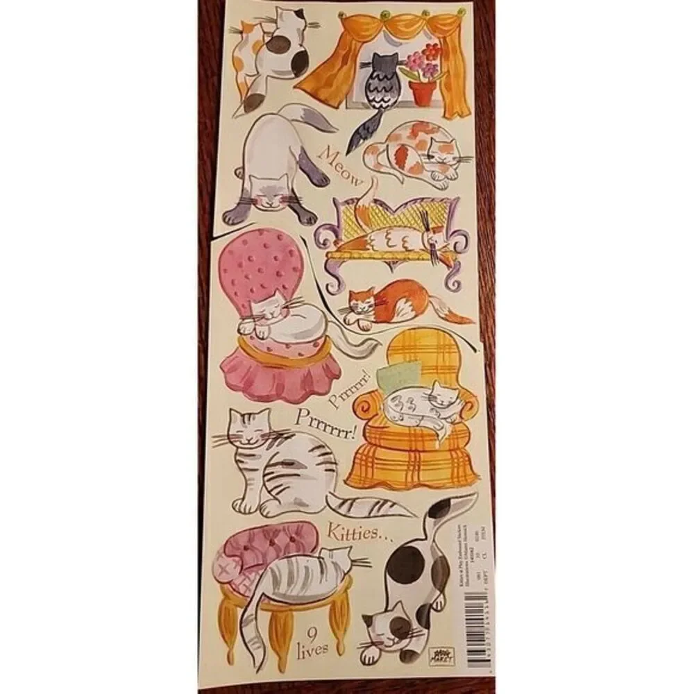 Cats At Play Embossed Stickers by Maret Hensick - Raised Texture: Sleepy Kitties